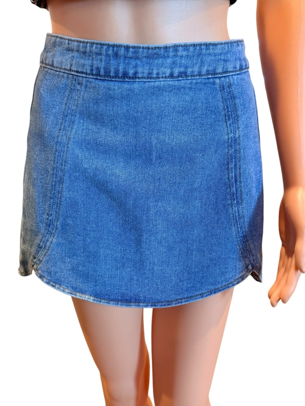 PacSun Blue Denim Mini Skirt Tulip Hem Back Zip Size 24 Waist XS or 0
